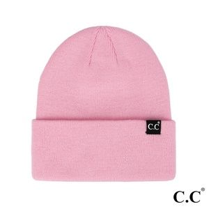 C.C Pink Unisex Solid Cuff Beanie